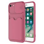 Elfia Apple iPhone 7 ile Uyumlu Kılıf Silikon Kartlık Bölmeli Kamera Lens Korumalı İnce Mat Kapak Kartix Koyu Mor