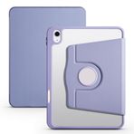 Elfia iPad 10.9 2022 (10.Nesil) ile Uyumlu Şeffaf Arkalı Standlı Kalem Bölmeli Kamera Korumalı Kılıf, Lavendery Gray