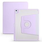 Elfia iPad Air 10.9 2022 (5.Nesil) ile Uyumlu Şeffaf Arkalı Standlı Kalem Bölmeli Kamera Korumalı Kılıf, Lila