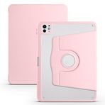 Elfia iPad Pro 11 2024 ile Uyumlu Şeffaf Arkalı Standlı Kalem Bölmeli Kamera Korumalı Kılıf, Pembe
