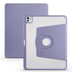 Elfia iPad Pro 13 2025 M5 ile Uyumlu Şeffaf Arkalı Standlı Kalem Bölmeli Kamera Korumalı Kılıf, Lavendery Gray