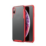 Elfia iPhone XS Max ile Uyumlu Köşeleri Darbe Korumalı Airbag Arka Kısım Buzlu Tarz Kılıf, Volks Kırmızı
