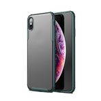 Elfia iPhone XS Max ile Uyumlu Köşeleri Darbe Korumalı Airbag Arka Kısım Buzlu Tarz Kılıf, Volks Koyu Yeşil