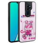 Elfia Oppo A9 2020 ile Uyumlu Kamera Lens Korumalı Parlak Kabartma Desen Figürlü Silikon Kılıf, Amas Beyaz