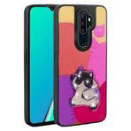 Elfia Oppo A9 2020 ile Uyumlu Kamera Lens Korumalı Parlak Kabartma Desen Figürlü Silikon Kılıf, Amas Mor