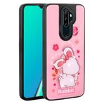 Elfia Oppo A9 2020 ile Uyumlu Kamera Lens Korumalı Parlak Kabartma Desen Figürlü Silikon Kılıf, Amas Pembe