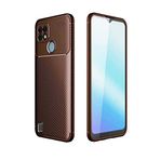 Elfia Realme C21 ile Uyumlu Kılıf Silikon Karbon İnce Esnek Lens Korumalı Tarz Mat Parmak İzi Bırakmayan Kapak Negro Kahverengi
