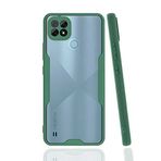Elfia Realme C21 ile Uyumlu Silikon Kılıf Şeffaf Kamera Lens Korumalı Yumuşak İnce Kapak Parfen Koyu Yeşil
