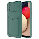 Elfia Samsung Galaxy A02S ile Uyumlu Kılıf Silikon Kartlık Bölmeli Kamera Lens Korumalı İnce Mat Kapak Kartix Koyu Yeşil