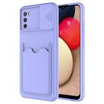 Elfia Samsung Galaxy A02S ile Uyumlu Kılıf Silikon Kartlık Bölmeli Kamera Lens Korumalı İnce Mat Kapak Kartix Lila