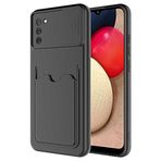 Elfia Samsung Galaxy A02S ile Uyumlu Kılıf Silikon Kartlık Bölmeli Kamera Lens Korumalı İnce Mat Kapak Kartix Siyah