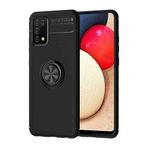 Elfia Samsung Galaxy A02S ile Uyumlu Silikon Yüzük Standlı Mıknatıslı Kılıf, Ravel Siyah