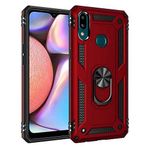 Elfia Samsung Galaxy A10S ile Uyumlu Kılıf Silikon Araç Tutucu için Mıknatıslı Yüzüklü Standlı Darbe Korumalı Tank İnce Kapak Vega Kırmızı