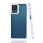 Elfia Samsung Galaxy A12 ile Uyumlu Silikon Mat Renk Kenarlı Kamera Lens Korumalı Kılıf, Mima Lila