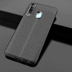 Elfia Samsung Galaxy A20S ile Uyumlu Silikon Deri Gör Auto Focus Kılıf, Siyah