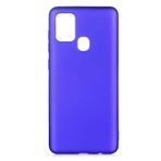 Elfia Samsung Galaxy A21S ile Uyumlu Kılıfı Silikon Mat Renkli Parmak İzi Bırakmayan Yumuşak İnce Kapak Prem Saks Mavi