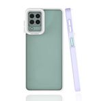 Elfia Samsung Galaxy A22 4G ile Uyumlu Silikon Mat Renk Kenarlı Kamera Lens Korumalı Kılıf, Mima Lila