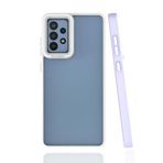Elfia Samsung Galaxy A72 ile Uyumlu Silikon Mat Renk Kenarlı Kamera Lens Korumalı Kılıf, Mima Lila