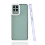 Elfia Samsung Galaxy M22 ile Uyumlu Silikon Mat Renk Kenarlı Kamera Lens Korumalı Kılıf, Mima Lila