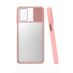 Elfia Samsung Galaxy M31S ile Uyumlu Silikon Mat Renkli Kamera Lens Korumalı Kılıf, Pembe Açık