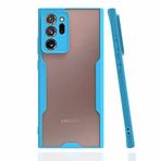 Elfia Samsung Galaxy Note 20 Ultra ile Uyumlu Silikon Kılıf Şeffaf Kamera Lens Korumalı Yumuşak İnce Kapak Parfen Mavi