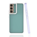 Elfia Samsung Galaxy S22 Plus ile Uyumlu Silikon Mat Renk Kenarlı Kamera Lens Korumalı Kılıf, Mima Lila