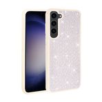 Elfia Samsung Galaxy S23 Plus ile Uyumlu Parlak Taşlı Kamera Korumalı Silikon Kılıf, Ston Beyaz