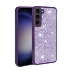 Elfia Samsung Galaxy S23 Plus ile Uyumlu Parlak Taşlı Kamera Korumalı Silikon Kılıf, Ston Derin Mor