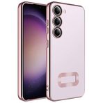 Elfia Samsung Galaxy S23 Plus ile Uyumlu Şeffaf Silikon Kamera Korumalı Kılıf, Omega Rose Gold