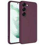 Elfia Samsung Galaxy S23 Plus ile Uyumlu Silikon İçi Kadife Lansman Mat Renkli Kılıf, Mürdüm