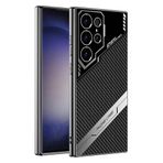 Elfia Samsung Galaxy S23 Ultra ile Uyumlu Kamera Korumalı İnce Sert Kılıf, Siyah Karbon