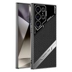 Elfia Samsung Galaxy S24 Ultra ile Uyumlu Kamera Korumalı İnce Sert Kılıf, Siyah-Karbon