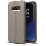 Elfia Samsung Galaxy S8 Plus ile Uyumlu Silikon Deri Gör Auto Focus Kılıf, Gri