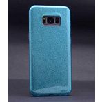 Elfia Samsung Galaxy S8 Plus ile Uyumlu Silikon Parlak Simli İnce Kılıf, Mavi
