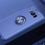 Elfia Samsung Galaxy S8 Plus ile Uyumlu Silikon Yüzük Standlı Mıknatıslı Kılıf, Ravel Mavi