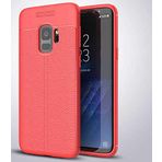 Elfia Samsung Galaxy S9 ile Uyumlu Silikon Deri Gör Auto Focus Kılıf, Kırmızı