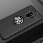 Elfia Samsung Galaxy S9 ile Uyumlu Silikon Yüzük Standlı Mıknatıslı Kılıf, Ravel Siyah