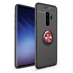 Elfia Samsung Galaxy S9 Plus ile Uyumlu Silikon Yüzük Standlı Mıknatıslı Kılıf, Ravel Siyah-Kırmızı