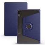 Elfia Samsung Galaxy Tab S9 Plus ile Uyumlu Şeffaf Arkalı Standlı Kalem Bölmeli Kamera Korumalı Kılıf, Lacivert