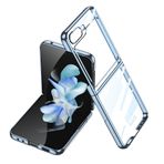 Elfia Samsung Galaxy Z Flip 5 ile Uyumlu Şeffaf Kamera Lens Korumalı İnce Sert Silikon Kılıf, Mavi Açık