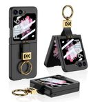 Elfia Samsung Galaxy Z Flip 6 ile Uyumlu Kamera Korumalı Z Harfli Yüzüklü Tarz Kılıf, Siyah