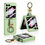 Elfia Samsung Galaxy Z Flip 6 ile Uyumlu Kamera Korumalı Z Harfli Yüzüklü Tarz Kılıf, Yeşil