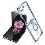 Elfia Samsung Galaxy Z Flip 6 ile Uyumlu Şeffaf Kamera Korumalı Yüzüklü İnce Kılıf, Mavi