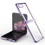Elfia Samsung Galaxy Z Flip ile Uyumlu Şeffaf Kamera Lens Korumalı Sert Silikon Kılıf, Mor