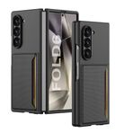 Elfia Samsung Galaxy Z Fold 6 Karbon Fiber Arka Yüzey Kartlıklı Sert Silikon Kılıf, Siyah