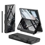 Elfia Samsung Galaxy Z Fold 6 Kılıf Kamera Korumalı Kartlıklı Kalem Bölmeli Marble Drago Siyah