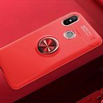 Elfia Xiaomi Mi 8 SE ile Uyumlu Silikon Yüzük Standlı Mıknatıslı Kılıf, Ravel Kırmızı