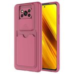 Elfia Xiaomi Poco X3 ile Uyumlu Kılıf Silikon Kartlık Bölmeli Kamera Lens Korumalı İnce Mat Kapak Kartix Koyu Mor