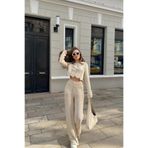 Elfin Dalga Desen Pantolon Crop Triko Takım GLZ04244