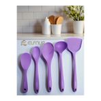 elfnur 5 Parça Isıya Dayanıklı Yanmaz Yapışmaz Silikon Kepçe Spatula Kaşık Seti (30-28-22-20 Cm
